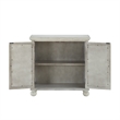 Anik Accent Cabinet- 2 Mirror Inlaid Glass Door- Antique White Wood