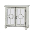 Anik Accent Cabinet- 2 Mirror Inlaid Glass Door- Antique White Wood