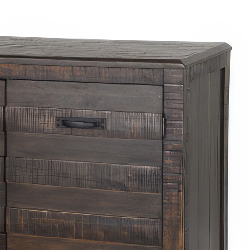 Cacia Sideboard Buffet Console- 3 Drawers and 2 Cabinets- Dark Brown