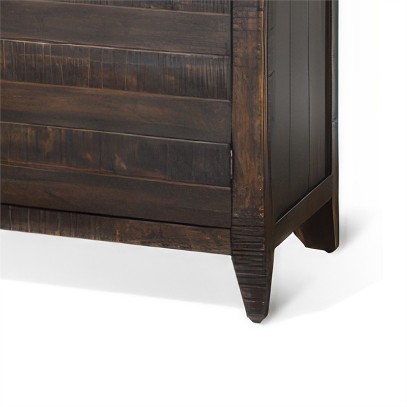 Cacia Sideboard Buffet Console- 3 Drawers and 2 Cabinets- Dark Brown