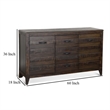 Cacia Sideboard Buffet Console- 3 Drawers and 2 Cabinets- Dark Brown