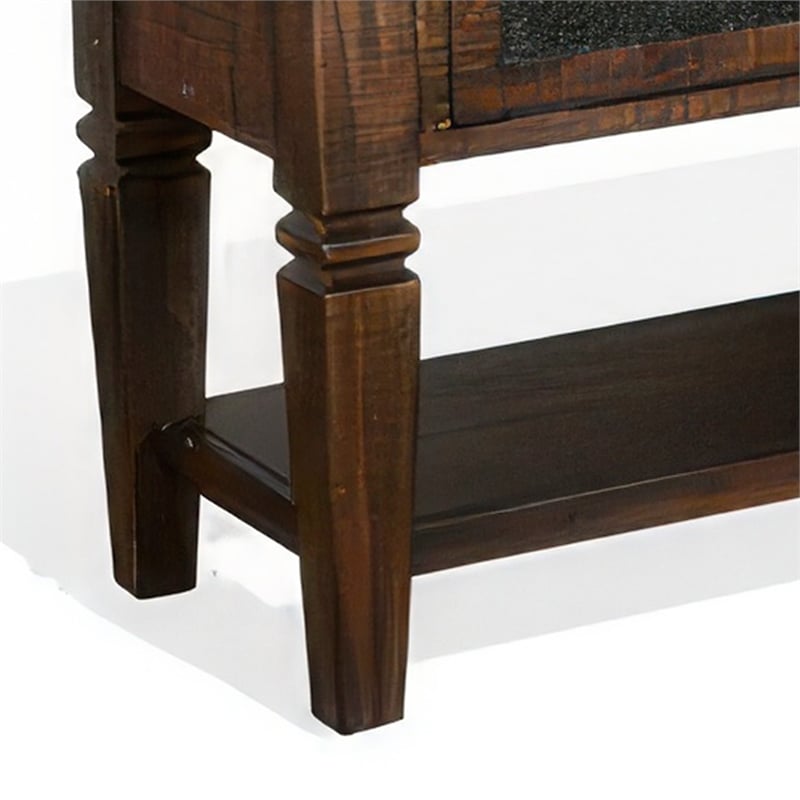 Flint Sideboard Buffet Console- 2 Doors- 3 Drawer- Shelf- Rustic Brown
