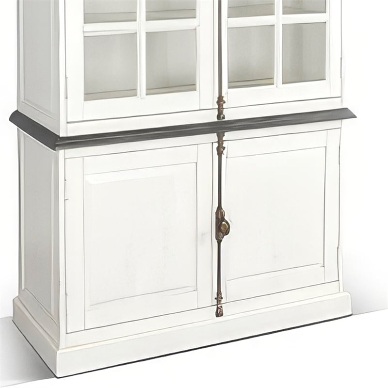 Orso Accent Sideboard Buffet and Hutch- 2 Glass Doors- Shelves- White