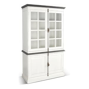 Orso Accent Sideboard Buffet and Hutch- 2 Glass Doors- Shelves- White