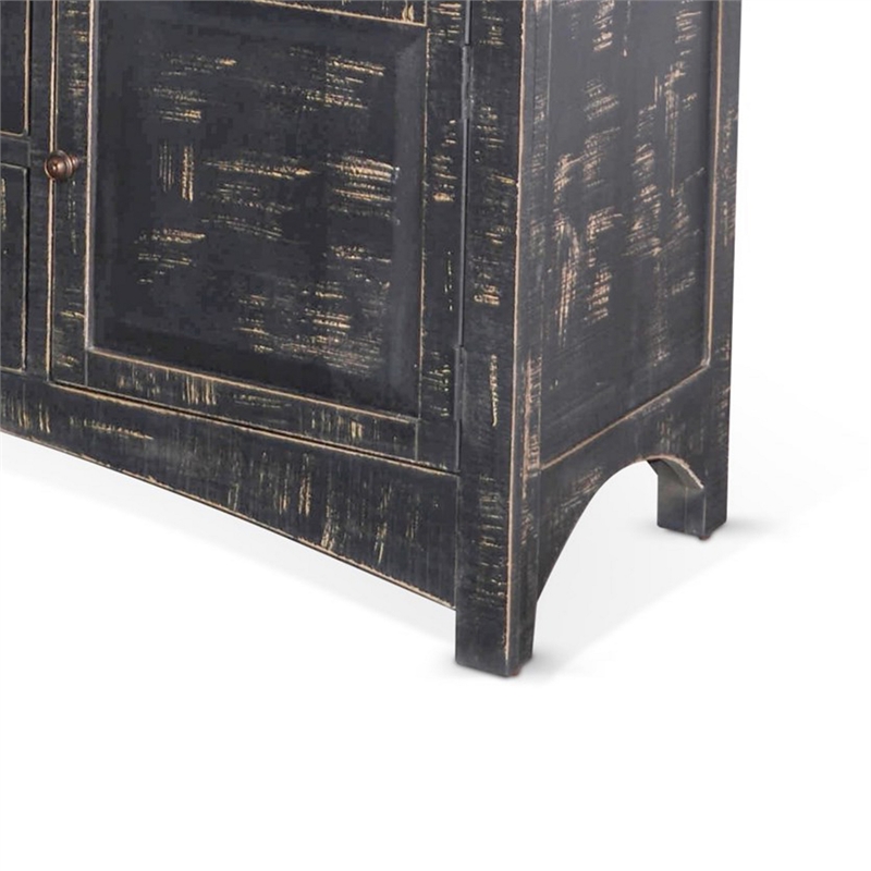 Rena Sideboard Buffet Console- 4 Doors- 5 Drawers- 59 Inch Black Wood