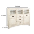 Rena Sideboard Buffet Console- 5 Doors- 5 Drawers- 59 Inch White Wood