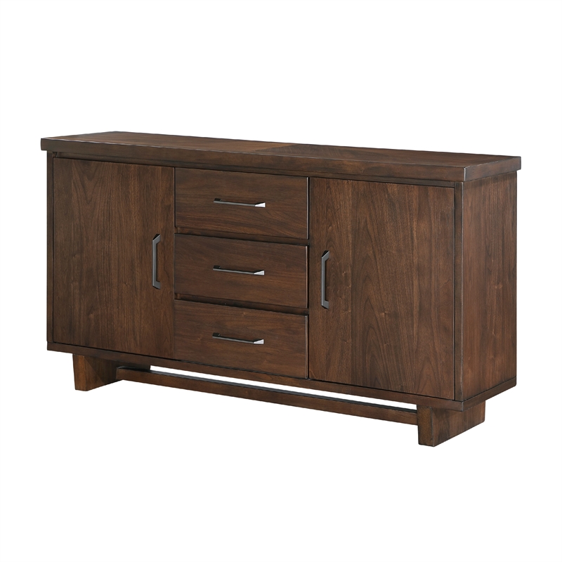 Bloi Sideboard Buffet Console- 60 Inch- 3 Drawers 2 Cabinets- Brown