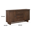 Bloi Sideboard Buffet Console- 60 Inch- 3 Drawers 2 Cabinets- Brown