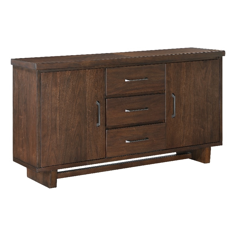Bloi Sideboard Buffet Console- 60 Inch- 3 Drawers 2 Cabinets- Brown