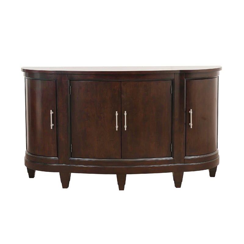 Orom Curved Sideboard Buffet Server- 4 Doors Cherry Brown- 66 Inch