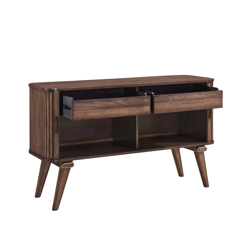 Manny Sideboard Buffet Console- 2 Drawers- Shelves and Doors- Brown