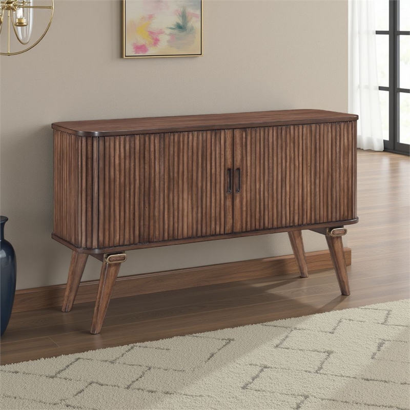 Manny Sideboard Buffet Console- 2 Drawers- Shelves and Doors- Brown