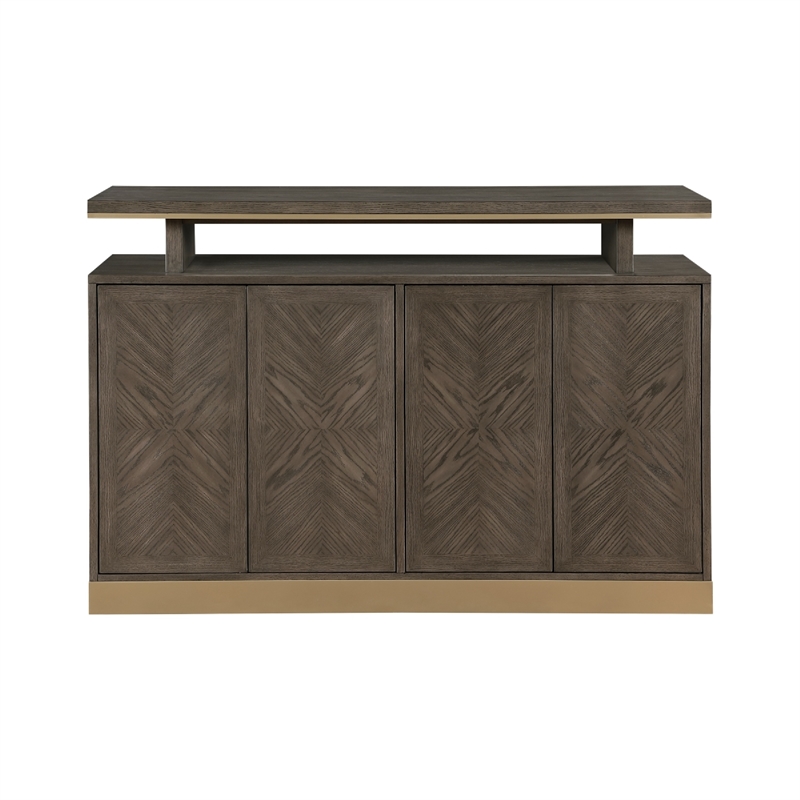 Greta Sideboard Buffet Console 2 Cabinets- Floating Top- Gold- Brown