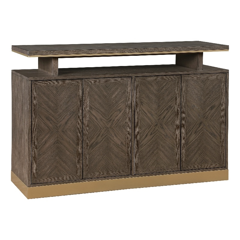 Greta Sideboard Buffet Console 2 Cabinets- Floating Top- Gold- Brown