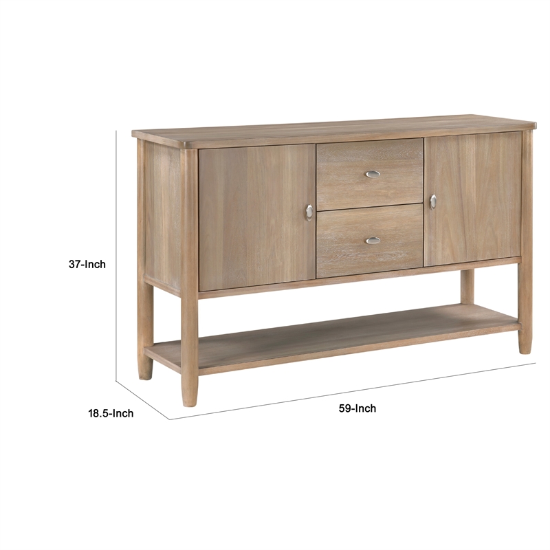 Rinie Sideboard Buffet Console- 2 Drawer and Cabinets- Brown