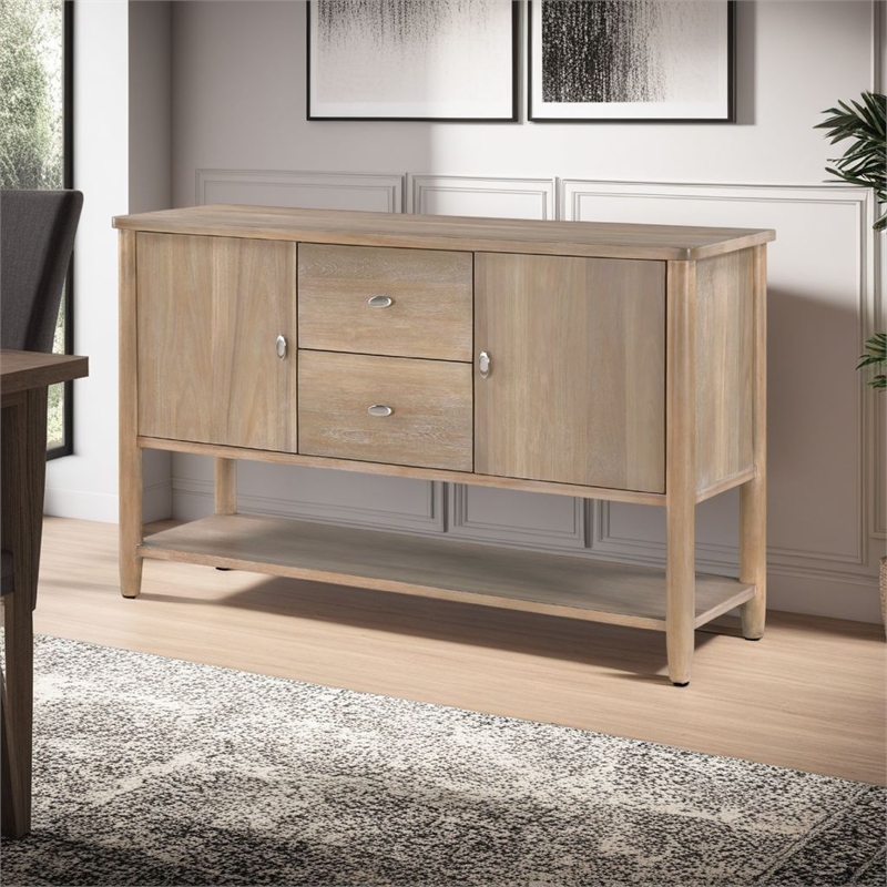 Rinie Sideboard Buffet Console- 2 Drawer and Cabinets- Brown
