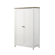 Aie 60 Inch Storage Cabinet- Framed Slatted Panel Doors- White- Brown Wood