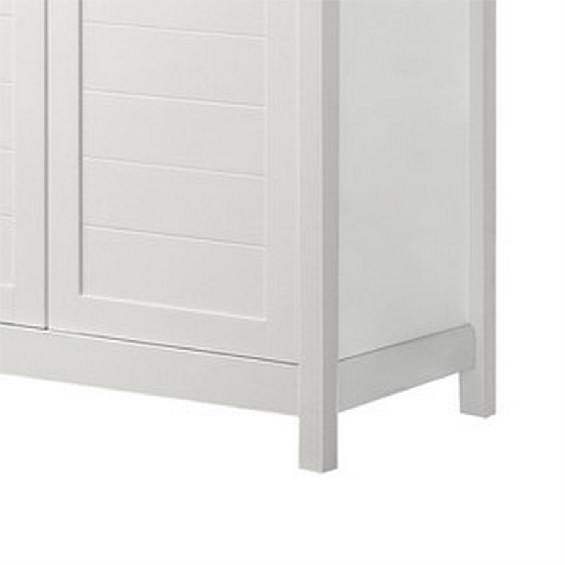 Aie 60 Inch Storage Cabinet- Framed Slatted Panel Doors- White- Brown Wood