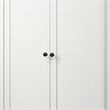 Aie 60 Inch Storage Cabinet- Framed Slatted Panel Doors- White- Brown Wood