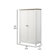 Aie 60 Inch Storage Cabinet- Framed Slatted Panel Doors- White- Brown Wood
