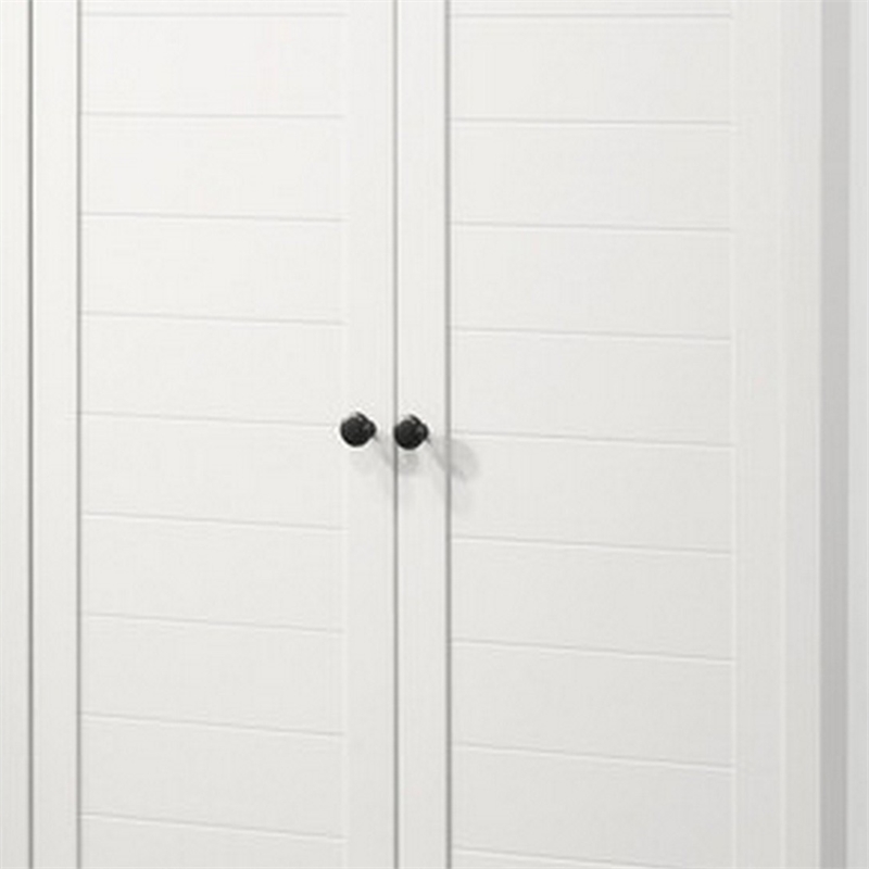 Aie 60 Inch Storage Cabinet- Framed Slatted Panel Doors- White- Brown Wood