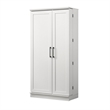 Coe 71 Inch Storage Cabinet Wardrobe with Swing Out Door- White Solid Wood