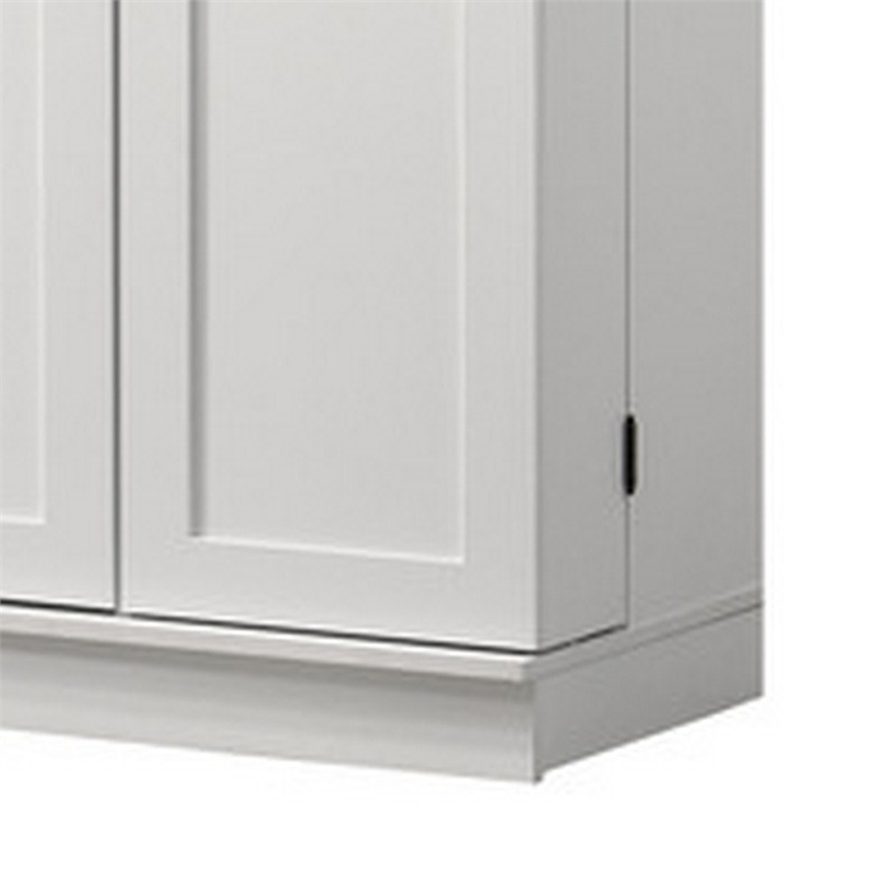 Coe 71 Inch Storage Cabinet Wardrobe with Swing Out Door- White Solid Wood