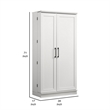 Coe 71 Inch Storage Cabinet Wardrobe with Swing Out Door- White Solid Wood