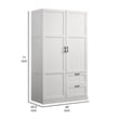 Bre 71 Inch Wardrobe Cabinet Armoire- Drawers- Hanging Rod- White Wood