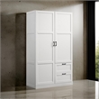 Bre 71 Inch Wardrobe Cabinet Armoire- Drawers- Hanging Rod- White Wood