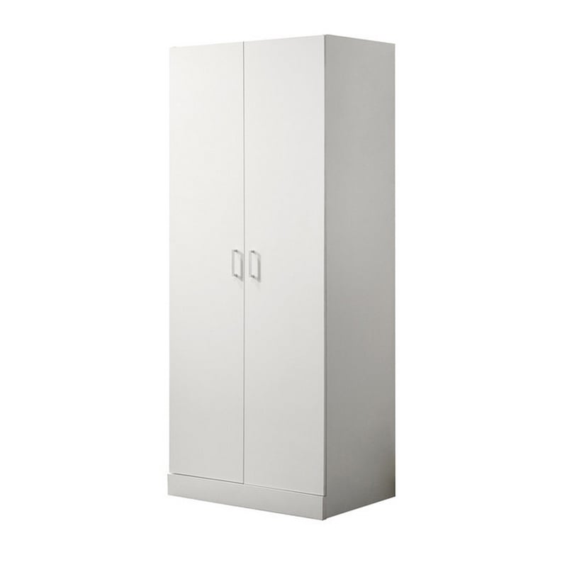 Cae 72 Inch Cabinet Armoire with Shelf- Hanging Rod- Double Door- White