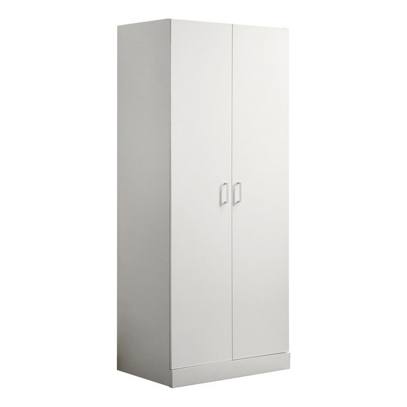 Cae 72 Inch Cabinet Armoire with Shelf- Hanging Rod- Double Door- White