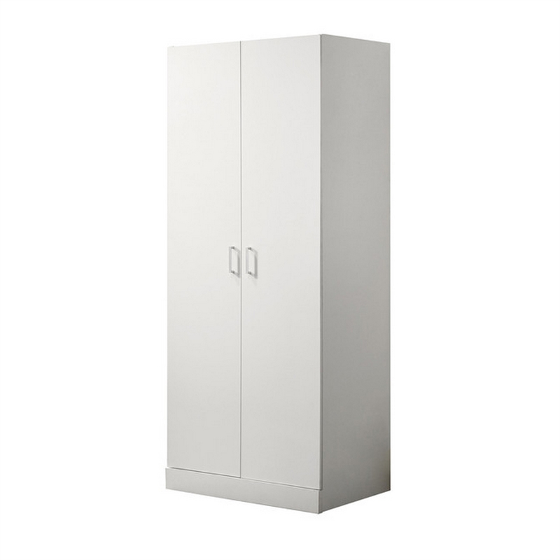 Cae 72 Inch Cabinet Armoire with Shelf- Hanging Rod- Double Door- White