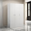 Clan 72 Inch Wardrobe Cabinet Armoire with Shelf-  Hanging Rod- White Wood