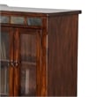 Odell Bookcase Cabinet- 4 Beehive Glass Doors- Slate Inlay Dark Brown