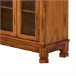 Marv Bookcase Cabinet- 4 Waterfall Glass Doors Slate Inlay Light Brown