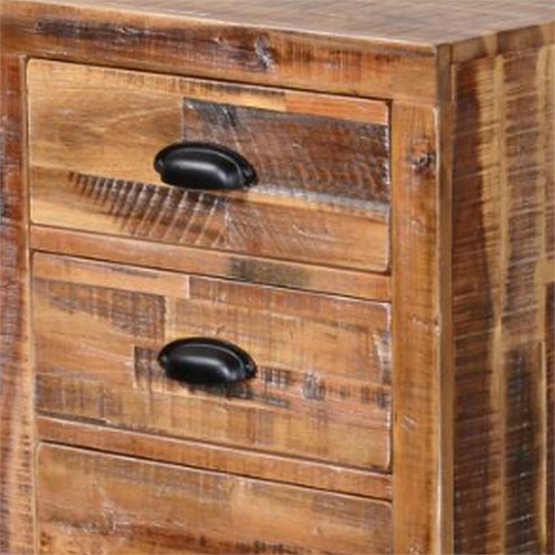 Havi File Cabinet- 3 Drawers- Black Cup Handles- Rustic Light Brown