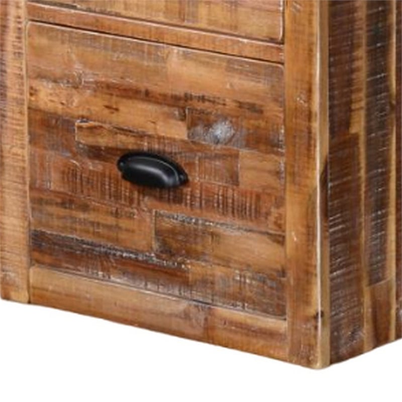 Havi File Cabinet- 3 Drawers- Black Cup Handles- Rustic Light Brown