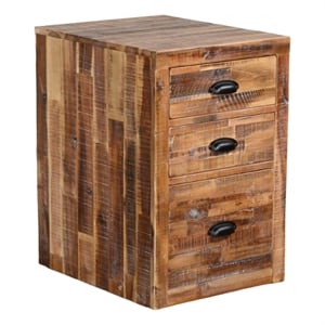 Havi File Cabinet- 3 Drawers- Black Cup Handles- Rustic Light Brown