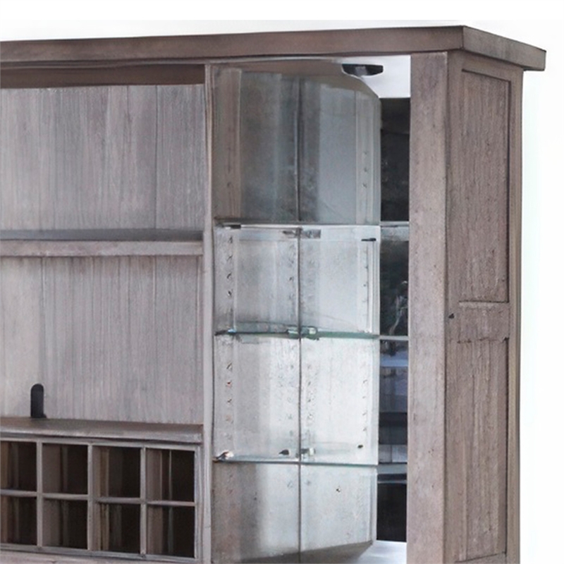 Yael Buffet- Hutch Bar Cabinet- LED Display Shelf- 80 Inch Brown Wood