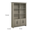 Nena Bookcase with 6 Shelves and 4 Cabinet Doors- Gray Wood 71 Inch