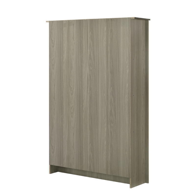 Nena Bookcase with 6 Shelves and 4 Cabinet Doors- Gray Wood 71 Inch