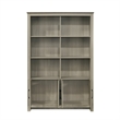 Nena Bookcase with 6 Shelves and 4 Cabinet Doors- Gray Wood 71 Inch