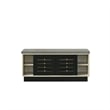 Moxie Shoe Cabinet- Black Sliding Doors- Fabric Top- Oak Wood 39 Inch
