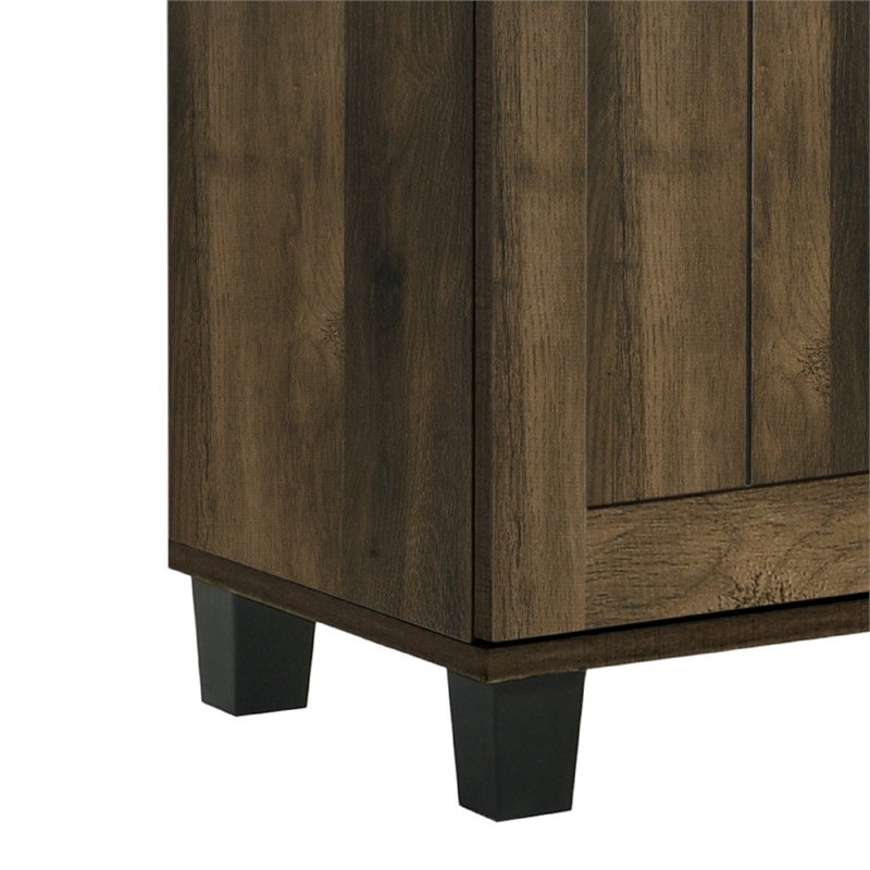 Elia Shoe Cabinet with 3 Doors and 6 Shelves- Dusty Oak Brown 45 Inch