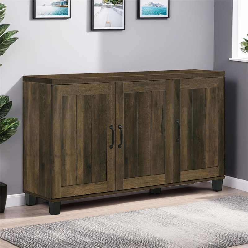 Elia Shoe Cabinet with 3 Doors and 6 Shelves- Dusty Oak Brown 45 Inch