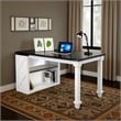 Zena Writing Desk- White Turned Legs- 56 Inch Rectangular Brown Top