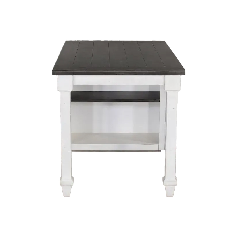 Zena Writing Desk- White Turned Legs- 56 Inch Rectangular Brown Top
