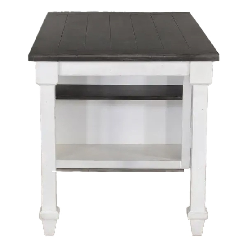 Zena Writing Desk- White Turned Legs- 56 Inch Rectangular Brown Top