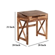 Havi School Desk- 28 Inch Flip Top Storage- X Base- Rustic Light Brown